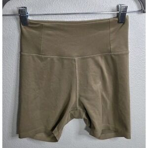 Girlfriend Collective High Rise Bike Shorts Size Small Tan 4" Inseam